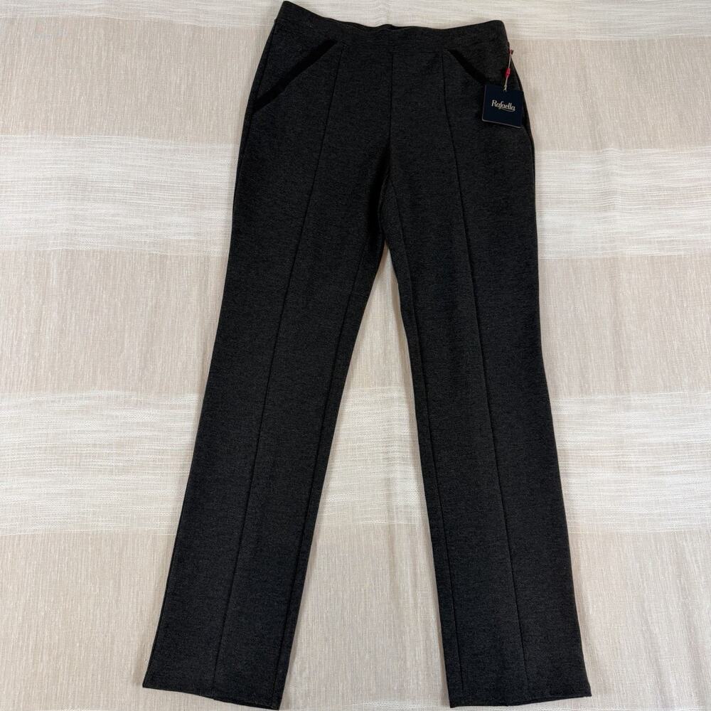 Rafaella Womens Sz 6 Stretch Pull On Elastic Waist Charcoal Gray Pants MRSP $68‎